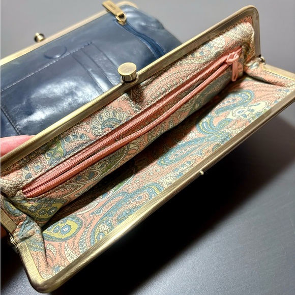 HOBO INTERNATIONAL Lauren Dark Blue Embossed Leather Clutch Wallet - Picture 9 of 12